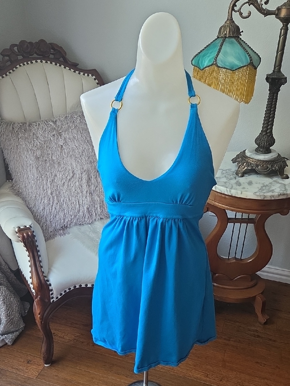 Victoria's Secret Bright Blue Halter Empire Waist Dress
